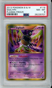 2013 POKEMON PLASMA FREEZE SIGILYPH #118 SECRET RARE HOLO PSA 8 NM-MT #28229707