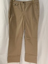 New Lands End Khaki Walnut Beige Fit 2 Size 12 Cotton Chino Trouser Pants
