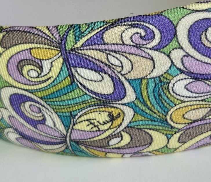 Emilio Pucci - Marilyn Reid Silk Pink Headband with Logo Signature NEW 1 3/8"