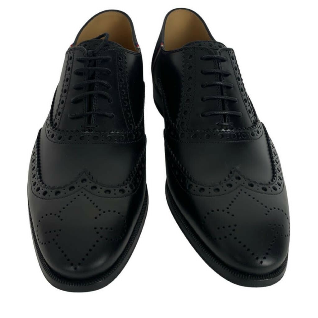Gucci Men's Brogue Sylvie Web Oxford Classic Formal Shoes Black Size