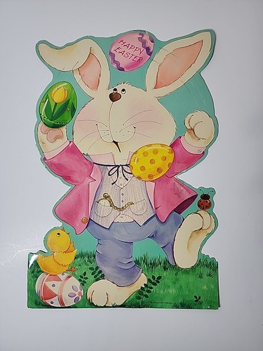 VTG Hallmark 1984 Happy Easter Bunny Wall Decoration 13.5" - Picture 9 of 15