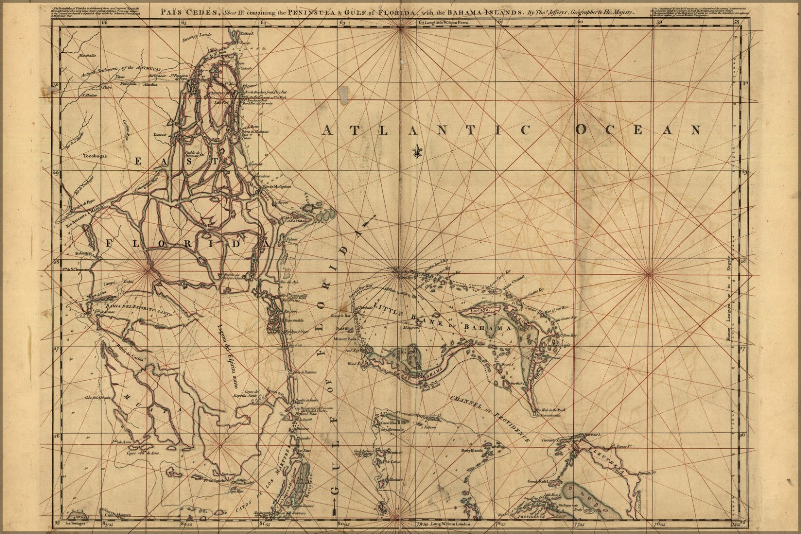Plakat, Viele Größen; Karte von Ost Florida & Bahama Inseln 1768 P1 Plakat, Viele Größen; Karte von Ost Florida & Bahama Inseln 1768 P1