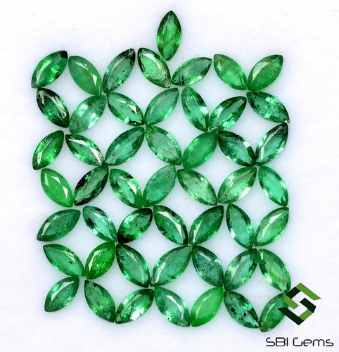 Natural Emerald Marquise Cut 3x1.50 mm Lot 10 Pcs Lustrous Loose Gems 1.94 Cts - Picture 5 of 6