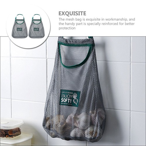 2PCS Potato Onion Storage Fruit Mesh Pouches Reusable Bag Vegetable Hanging - Picture 3 of 12