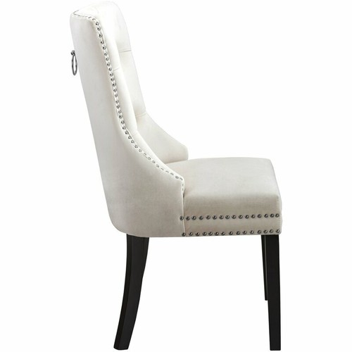 Set of 2 Elegant Tufted Velvet Fabric Upholstered Modern Dining Chairs Nail Trim - Picture 18 of 33