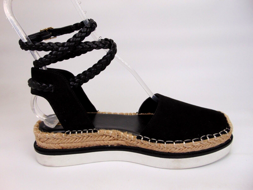 Jennifer Lopez JASMEN Espadrille Womens Size 9.5 Braided Ankle Strap Black Suede - 第 10/14 張圖片