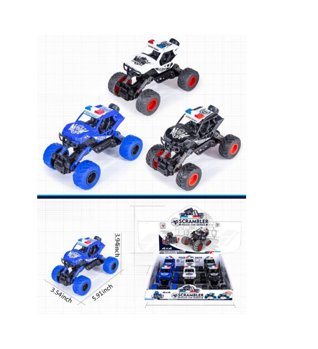 Inertia Toy Police Car Friction Drive 3 Off-Road Colors Xmas Gift for Kids - Picture 2 of 4