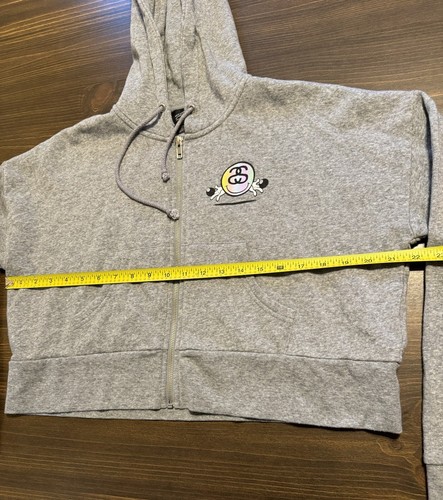 Stussy Hoodie Sweater Women's Small Full Zip Dbl Graphic 8 Ball Happy Face Cropd - Picture 7 of 11