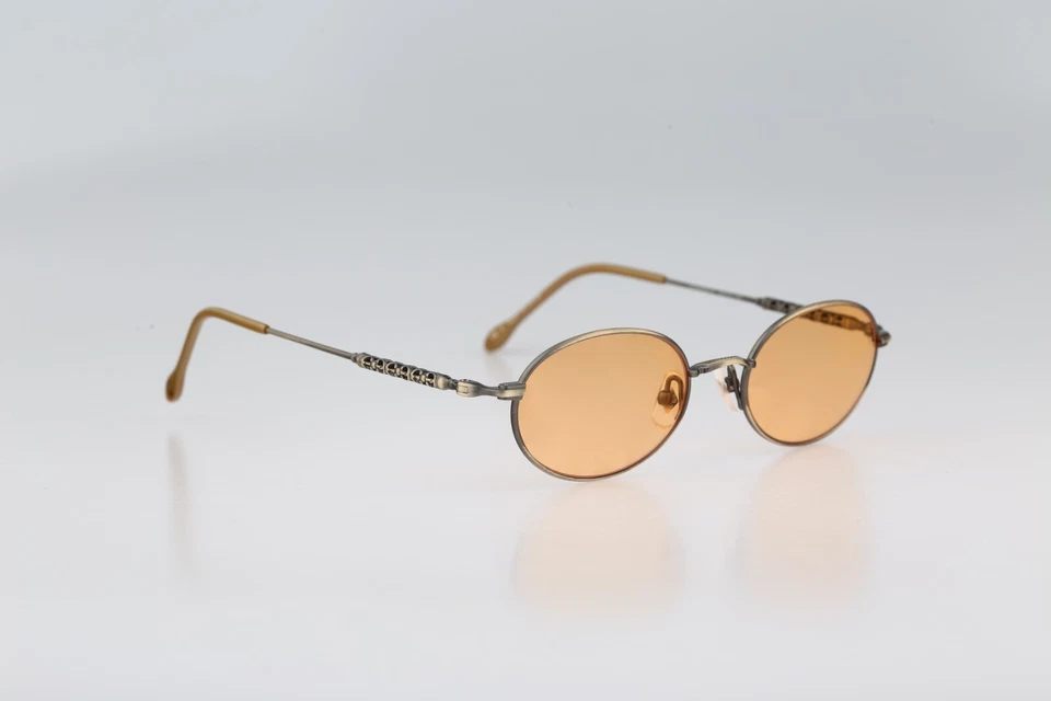 Jean Paul Gaultier 55-0022, Vintage 90s antique silver small oval sunglasses NOS - Image 3 of 4