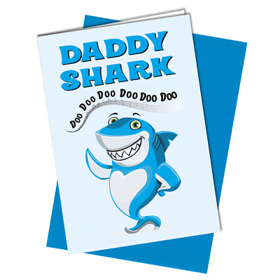 Download Funny Fathers Day Or Birthday Card Daddy Shark Song Cute Fun Son Daughter 1066 Ebay