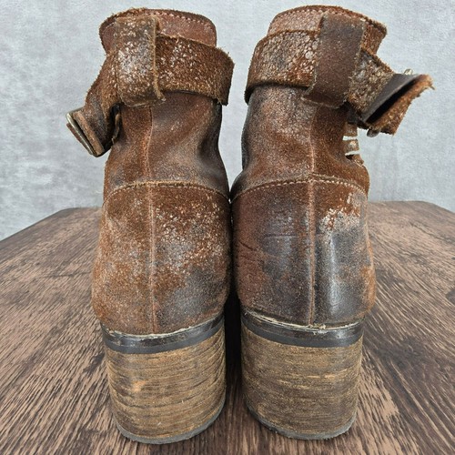 Diba True Winding Road Ankle Boots 10 Distressed Brown Leather Ankle Buckle Boho - Picture 7 of 13