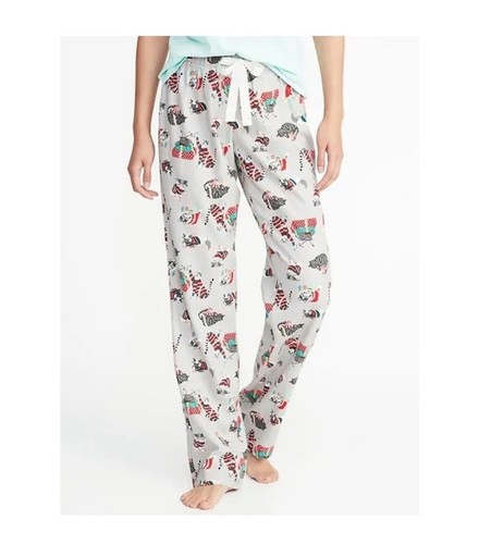 NWT Women's Old Navy Cotton Flannel Pajama Pants, Size S, Gray holiday Cat Print