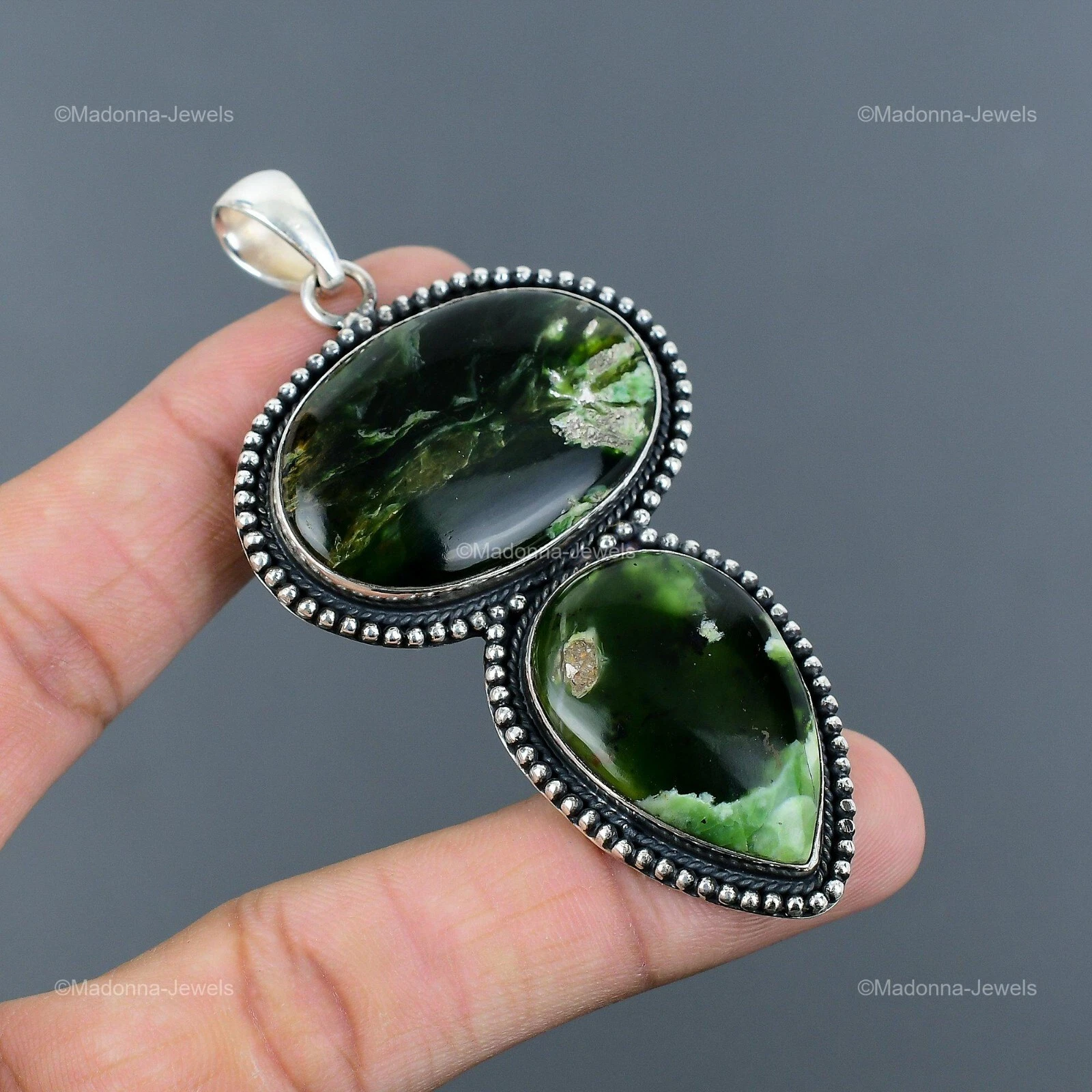 CHROME HEARTS Ciondolo lunetta vintage matrimonio pietra calcedonio cromato australiano argento sterling