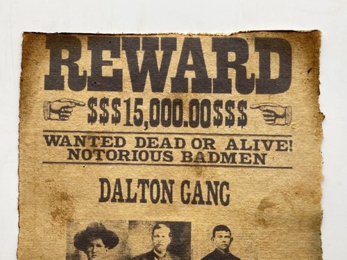 Wanted Poster - Vintage Style Western Print Wild West Dalton Gang Reward Poster - Picture 4 of 6