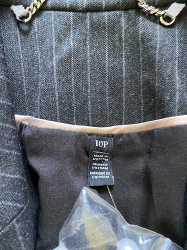 White House Black Market Women Long Sleeve Pinstripe Blazer Gray Petites 10P - Picture 5 of 10