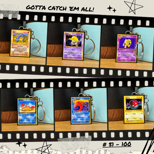 Pokemon Card Keychain (51-100), Mini TCG Trading, Base Set Jungle Fossil, Anime - Picture 10 of 10