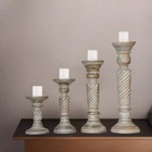 Traditional Gray Wash Eco-friendly Handmade Mango Wood Pillar Candle Holder