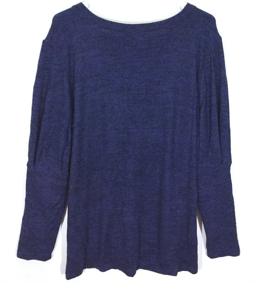 Suéter DG2 by Diane Gilman para mujer talla L Julieta mangas largas azul negro jaspeado Foto 3 de 4