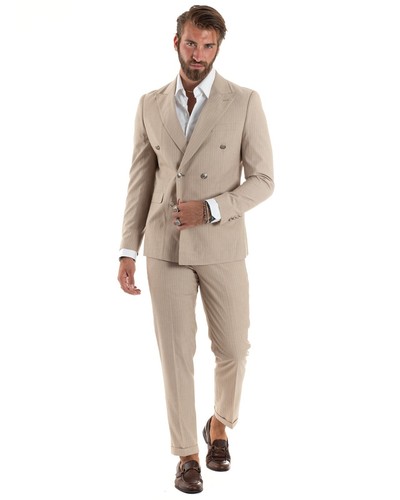 Abito Uomo Doppiopetto Viscosa Gessato Elegante Sartoriale Vari Colori GIOSAL - Imagen 26 de 82