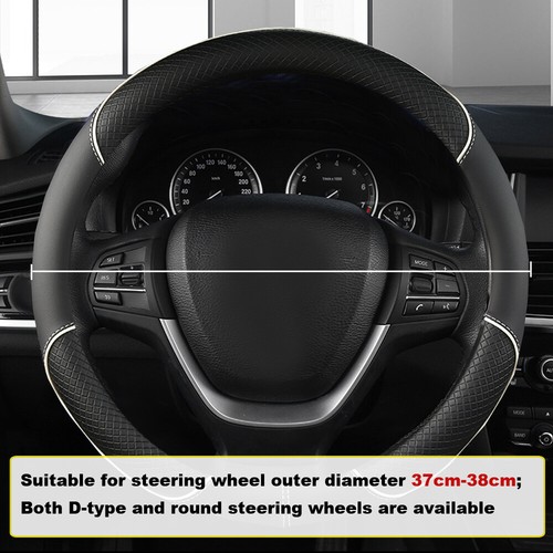 15''/38cm Car Steering Wheel Cover Breathable Real Leather Anti-slip Accessories - Bild 9 von 12
