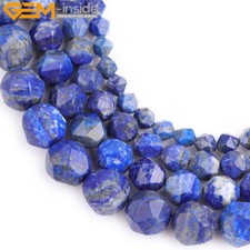Faceted Blue Lapis Lazuli Stone Beads For Jewelry Making 15" For Cambay Natural