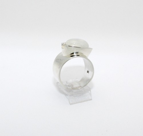 ANILLO PIEDRA LUNAR ARCO IRIS GENUINO PLATA ESTERLINA 925 Talla 8.5 ¡ENVÍO RÁPIDO GRATIS!! - Imagen 5 de 5