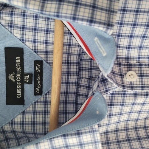 Camicia uomo classica da collezione con bottoni blu e bianco pannello finestra plaid 4XL - Foto 3 di 3