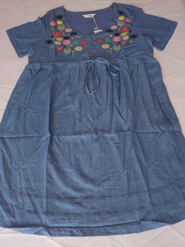 frugi bloom M Lightweight Denim Smock Tunic Mid Wash Denim - Picture 2 of 13