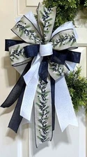 10 " CHRISTMAS NAVY SNOW BERRIES BOW for WREATH SWAG GARLAND LANTERN # 163 fd