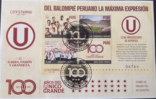 Estampillas Stamps Centenario Club Universitario De Deportes Peru Colectible - Picture 2 of 4