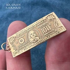 14k Gold Hundred Dollar Bill "Benjamin" Pendant. First Job!