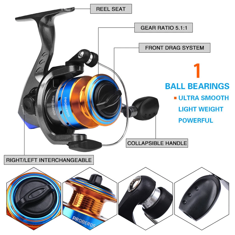 Carbon Fiber Telescopic Fishing Rod Pole Reel Combo Sea Saltwater Freshwater - Image 4 of 4