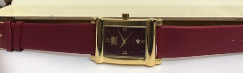 Cavadini Men's Watch Andalusian CV-5040 Gold Plated Date Burgundi Roman - Picture 4 of 5