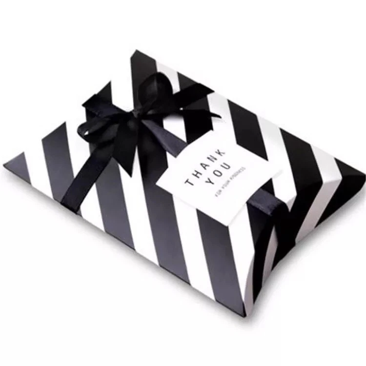 100x Caja de Papel Almohada Rayas Blanco Negro Boda Cumpleaños Baby Shower Cajas de Regalo Foto 2 de 3