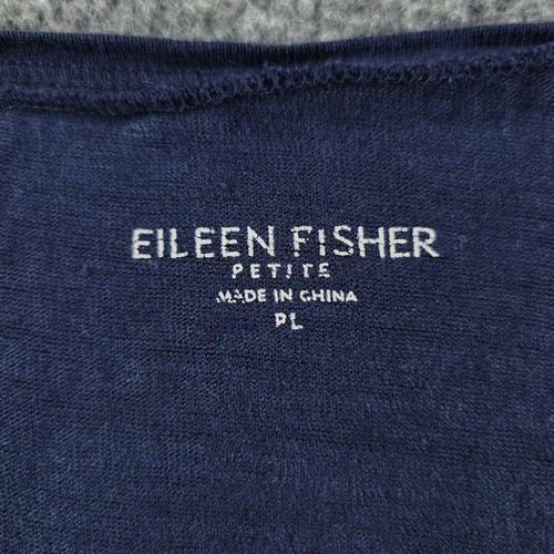 Eileen Fisher Tank Top Shirt Women Petite Large Blue Round Neck Sleeveless Linen - Picture 11 of 12
