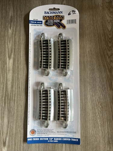 Bachmann HO Curved Track +Nickel Silver Rail & Gray Roadbed E-Z Track 1/3 44530