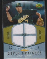 2007 UPPER DECK SPECTRUM SUPER SWATCHES GOLD QUAD GAME JERSEY BOBBY CROSBY SP/50