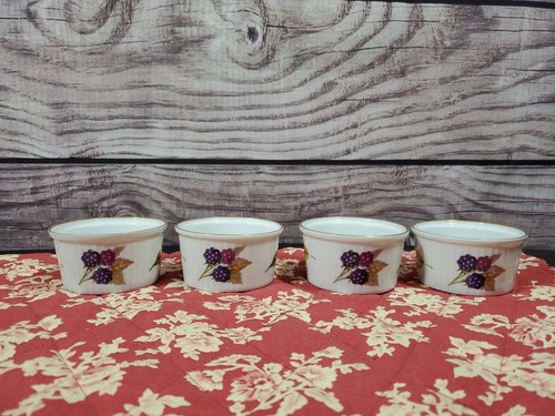 4 ~ Royal Worcester Evesham Gold Trim Mini Ramekin Custard Cup Bowls 3 1/4"