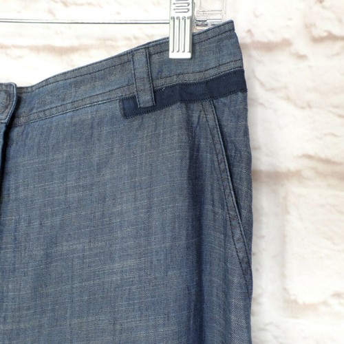 Trina Turk Brees blau Chambray weites Bein Leinenmischung Hose Größe 4 neu mit Etikett - Bild 4 von 11
