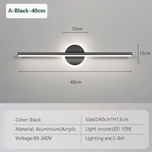 Moderne LED Wand Lampe Schwarz Gold Spiegel Lichter Kommode Badezimmer Wc Lange - Bild 9 von 16