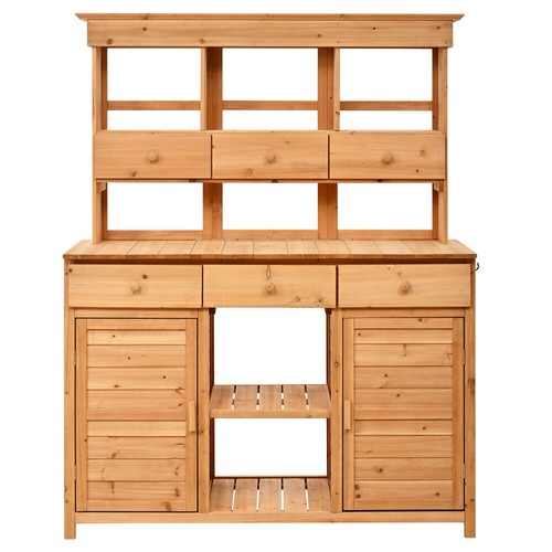65.7'' H Tall Garden Potting Bench Table with Hutch,Patio Storage Workstation - Picture 8 of 18