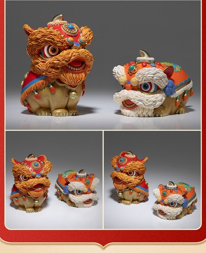 《吉祥如意醒狮》Chinesischer Stil Bronze Löwe Deko Kunstwerk Weihnachtsgeschenk - Bild 6 von 25