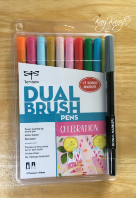 New TOMBOW 11pc Dual Brush Pen Set CELEBRATION Bonus Marker! 72451