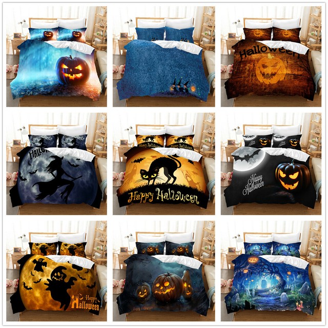 3D Halloween Witch Skull Bedding Set Duvet Cover Comforter ...