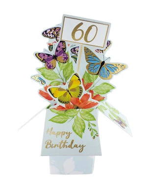 SECOND NATURE Clever Cube 60th Birthday Butterfly Bonanza! Birthday Pop Up Greeting Card