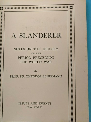 Book A Slanderer: Notes on the History of the Period Preceding the World War WWI - Imagen 5 de 8