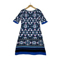 NEW Eliza J Geometric Print Half Sleeve Sheath Dress size 6 Blue