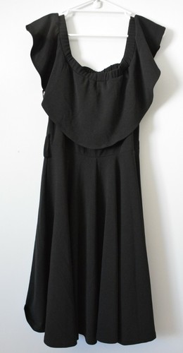 City Chic Dress Womens Plus Size Small Black Off Shoulder Fit Flare - Picture 8 of 9