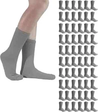 12 Pairs Mens Solid Grey Sports Cotton Crew Socks  Athletic Work Size 9-11 10-13