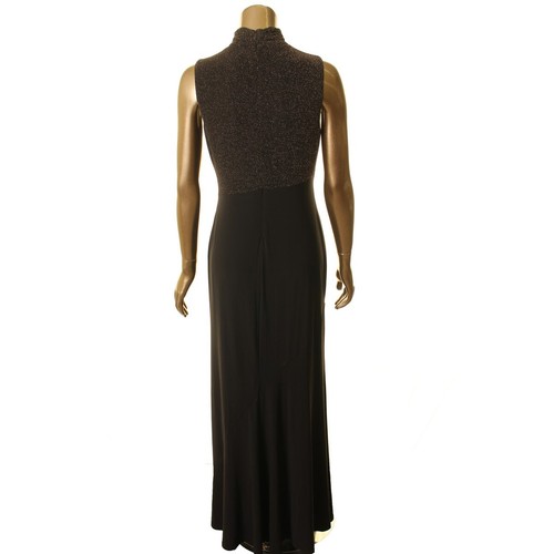 LAUREN RALPH LAUREN Women's Metallic Mock Neck Ball Gown Dress TEDO - Picture 2 of 2